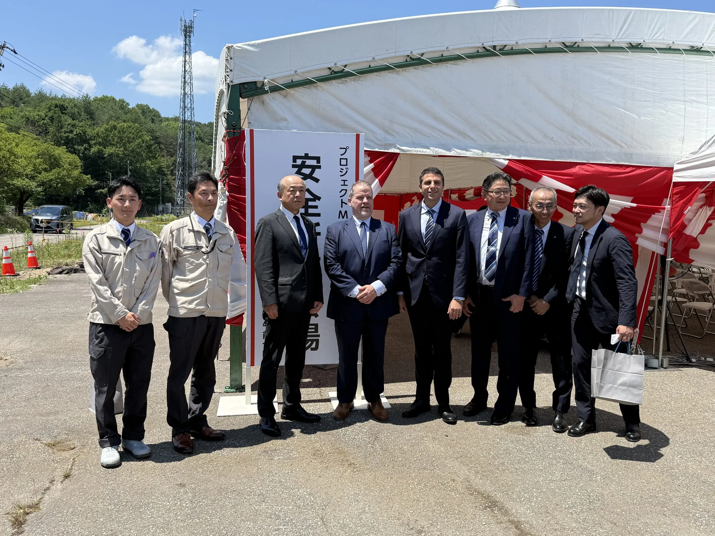 Raiden and Nanto City partners at the Toyama campus site